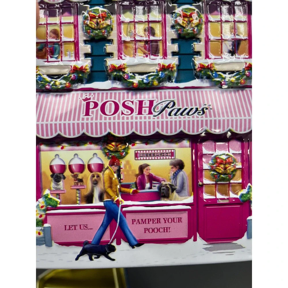 Vintage Harry London Christmas Village Tin: Posh Paws Holiday Decor